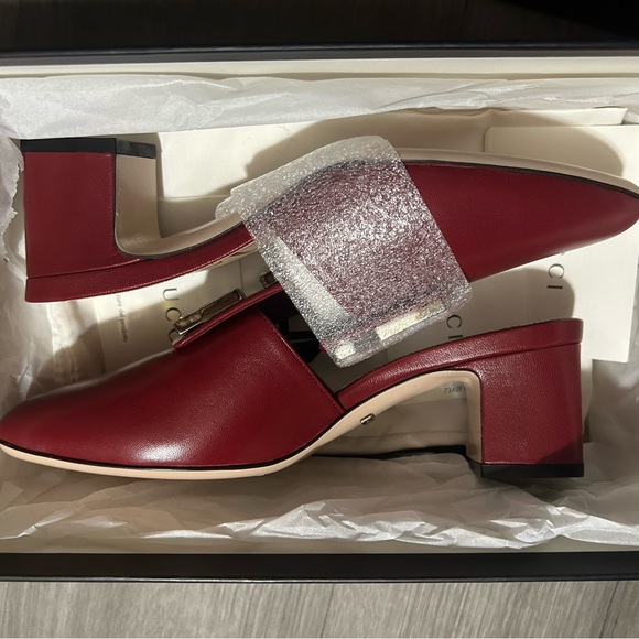 NWT Gucci red leather crystal mules - Picture 2 of 4